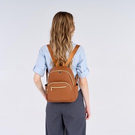 JIANLINST Backpack Women's Small Fashion Backpacks PU Leather Rucksack Mini Backpack School Bag for Girls Casual Daypacks Brown