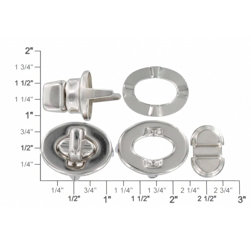 3016 Nickel Plate, Turn Lock, Solid Brass (four piece set)