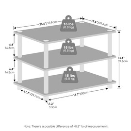 Furinno Just 3-Tier Toolless Multipurpose Printer Stand Display Storage Shelf, White w/White Tube