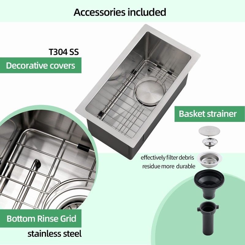 EcoChannels Undermount Wet Bar Sink, 10 x 18 Inch Single
