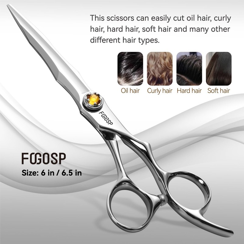 FOGOSP Professional Barber Scissors - 6” Japan VG10 Fine Cutting