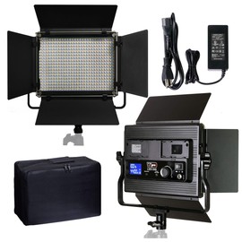 Vidpro LED-540 Professional Varicolor 540 LED Studio Lighting Kit with Carry Case Powered by AC or Battery NP-F Series Bi-Color 3200K - 5600K Digital LCD Display All Metal Construction