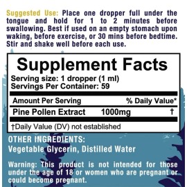 Wild Warriors Pine Pollen 1000mg Tincture 2oz Liquid Extract Wild Warriors Vegan  Non GMO