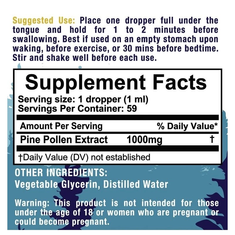 Wild Warriors Pine Pollen 1000mg Tincture 2oz Liquid Extract Wild