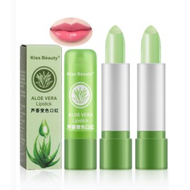 2 Stück Aloe Lippenbalsam Aloe Vera Temperatur Lippenstift, Magischer Temperatur Farbwechsel lip balm, feuchtigkeitsspendender Feuchtigkeitsspendendes Lippenpflege Aloe Vera Lipstick