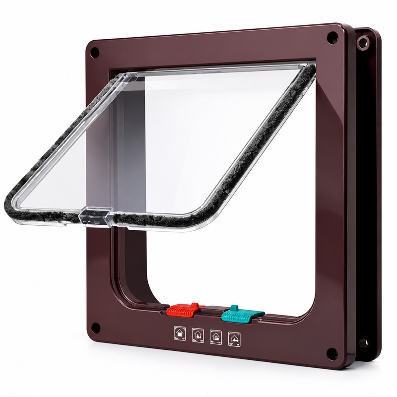 4-Way Locking Cat Door for Indoor & Outdoor Use –