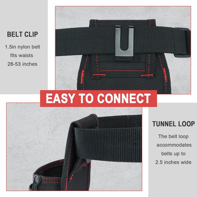 KUNN Electrician Tool Pouch with Belt Clip - 7-Pocket Lightweight