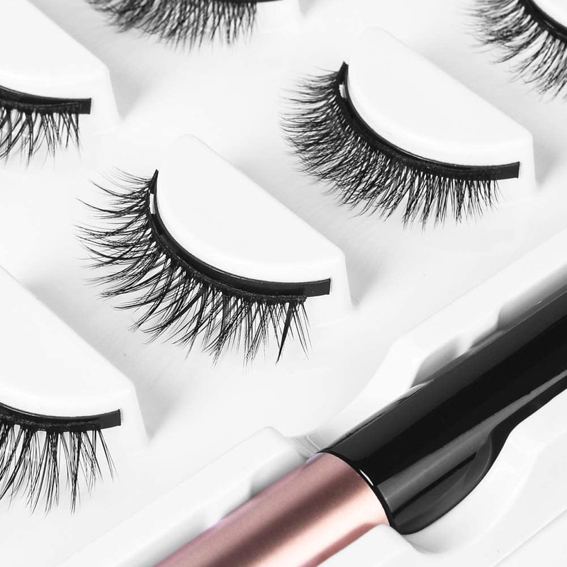 AOMIG Magnetic Eyelashes with Eyeliner Kit, 5 Pairs Natural Look