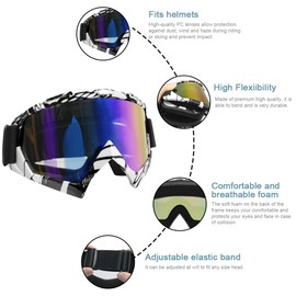 YUHJHXVA Motocross Goggles Dirt Bike Goggles Windproof Glasses Racing Over Glasses with Anti Fog UV Protection,Suitable for Outdoor Sports, Unisex. (Black)