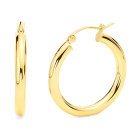 14k REAL Yellow Gold 3mm Thickness Hoop Earrings (20 x 20 mm)