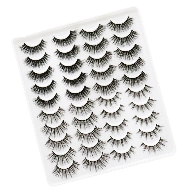 20 Pair Natural Eyelashes Fluffy Cross Fibre 3D False Eyelashes