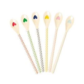 Rice - Latte Spoons - Set of 6 - Heart Print/Heart - Melamine