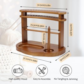 Wooden Yarn Holder Dispenser for Crocheting,Yarn Ball Holder for Crochet and Knitting,Wooden Yarn Spool Rack,Wool Ball Holder Yarn Winder,Wood Yarn Spinner Holder for Crochet Knitting