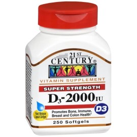 21st Century D3 50 mcg (2000 IU) Rapid Release Softgels 250 EA