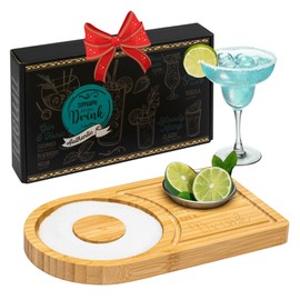 Margarita Salt Rimmer Set, Bamboo Wood Glass Rimmer, Bartender Tool for Cocktail and Margarita, Sugar and Salt Rimmer for Wide Glasses up to 4.7 Inches