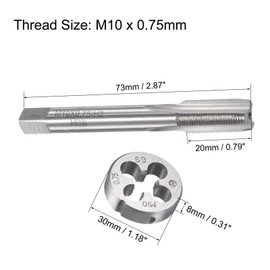 MACHSWON M10x0.75mm Metric Tap and Die Set,Machine Thread Screw Tap with Round Threading Die,Tap & Die Kit for Nut Screw Bolt Thread Repair
