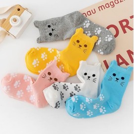 Minicoco Cat Socks Women Funky Socks Cotton Ankle Socks Animal Paw Socks Funny Cat Paws Cute Patterned Socks for Birthday Presents Socks for Mum Ladies Girls, 5 Pairs