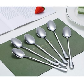 Iced Teaspoons, Kyraton Stainless Steel 19 cm Long Handle Mixing Stirring Bar Spoons, Ice Cream Spoons, Cocktail Spoons, Latte Spoons Pack of 12