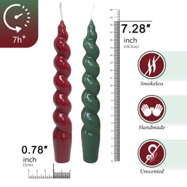 10 Inches Spiral Taper Candles Colorful Twisted Candle Dripless Long Candles, Handmade Candlesticks for Wedding Dinner Decor, Set of 4(Pumpkin)