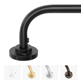 Curtain Rods for Windows 48 to 90 inch, 5/8 Inch Black Curtain Rod, Adjustable Wrap Around Curtains Rod, Blackout Curtains Rods, Metal Room Darkening Curved Cafe Door Drapery Pole, Matte Black