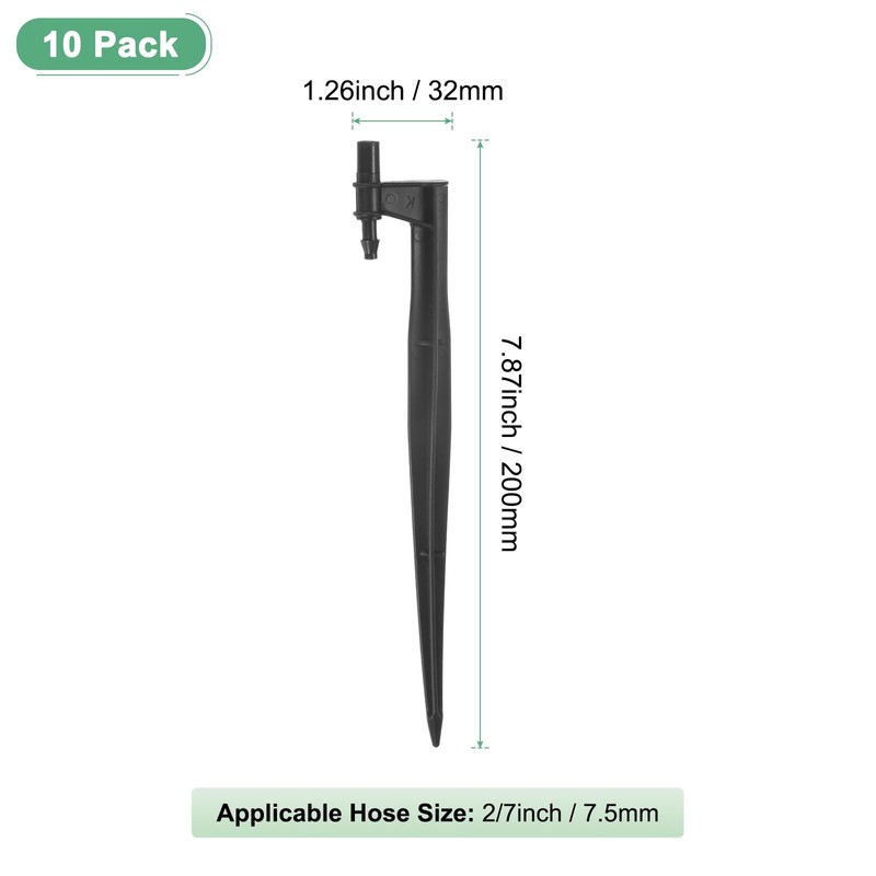 M METERXITY 10-Pack Irrigation Drip Support Stakes, 200x32mm for 2/7
