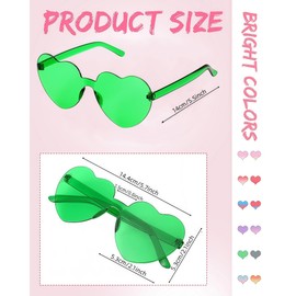 GCQJOQ 8 Pairs Heart Sunglasses for Women, Heart Glasses for a Bridal Shower, Valentine's Theme Party or Bachelorette Party, Pink, Green