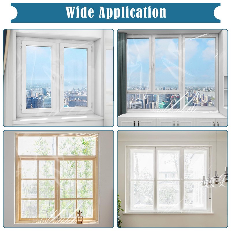 Window Insulation Kit, 63 × 394 Inch Plastic Window Coverings