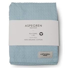 Aspegren Danish Waffle Weave Tea Towel 100% GOTS-Certified Organic Cotton 1-Pc (North Blue Fog)