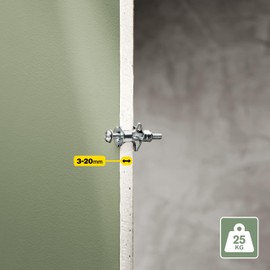 Rapid Hollow Wall Anchors, Pack of 50 Heavy Duty Metal Plasterboard Fixings for 3-20 mm Wall Thickness, 25 kg Load, Cavity Wall Fixings, Wall Plugs, Plasterboard & Chipboard Plugs (5001562)