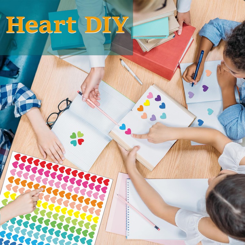 Heart Stickers for Kids, 4050 Pieces, 12mm, 18 Sheets Small