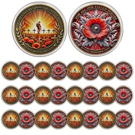 CHURYUML 24Pcs Military Veterans Challenge Coins Set - for All Our Fallen Heroes Memorial Coin, Military Commemorative Gifts for Men Women Veteran Patriotic Memorial Day Gifts Honor Medallions