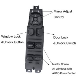 901-448 56049805AB Master Power Window Switch & Bezel Driver Side Fit for 2002-2010 Dodge Ram 1500 2500 3500,Fit for 2001-2004 Dakota, Fit for 2001-2003 Durango, for 2005-2009 Sprinter 2500 3500