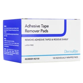 DermaRite Adhesive Tape Remover Pads - Remove Bandage and Patch Residue from Skin, Great for Ostomy Devices, 100 Pads