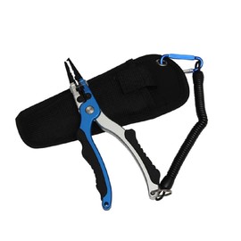 Fishing Hook Pliers, Professional Fishing Pliers Hook Remover Fishing Line Cutters with Sheath and Coiled Lanyard, Multi-Functional Fishing Pliers for Father Fishing Enthusiasts, Blue