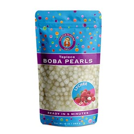 LYCHEE Flavor Boba Tea Tapioca Pearls Ready in 5 Minutes by Buddha Bubbles Boba