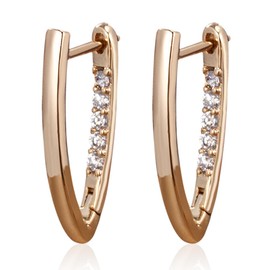 Earrings, V Shaped Earrings, Women's Earrings, Silver Earrings, Hypoallergenic Earrings, Gifts for Mother and Girlfriends, 2.3cm x 1cm, Alloy Steel