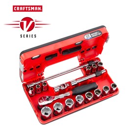 CRAFTSMAN V-SERIES Socket Set, Shallow MM, 3/8 Inch Drive, 18 Piece (CMMT45753V)