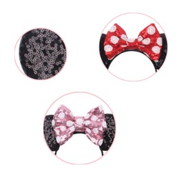 INJOYIN Mouse Ears Headbands for Women Groups Mouse Ears Shiny Bows for Birthday Themed Events Accessories Party (Red pink 2)