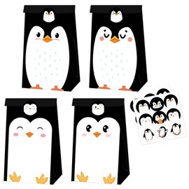 JeVenis 12 PCS Penguin Party Favor Bags Candy Goodie Bags for Penguin Onederland Birthday Party Decor Penguin Decorations