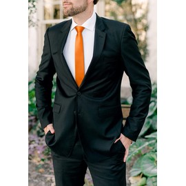 HISDERN Men's Tie Slim Plain Silk Ties for Men Classic Formal Elegant Tie Wedding Party Business Tie 6 cm, Light orange