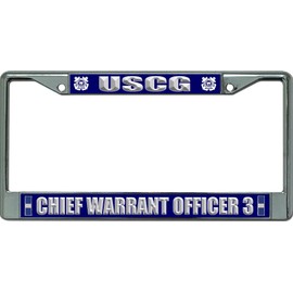 U.S. Coast Guard Chief Warrant Officer 3 Chrome License Plate Frame