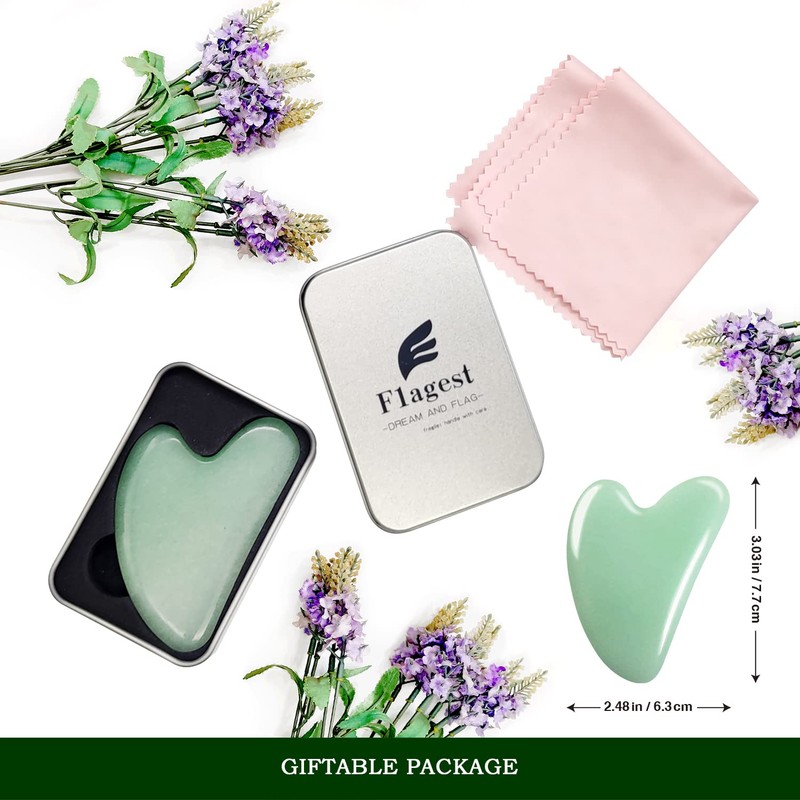 Flagest Gua Sha Tool, Nature Jade Stone Guasha Massage Tool