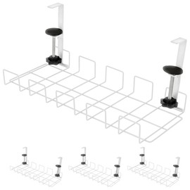 Callstel Power Strip Holder: Set of 4 Cable Baskets, Socket Holder & Organiser, White (Cable Holders, Cable Shelves)