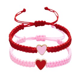 2PC/Set Heart Bead Matching Bracelets for Couples and Friendships Adjustable Braided Wrist Bracelet Long Distance Bracelets for Lover Friendship, adjustable, wax rope, alloy