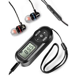 ZHIWHIS - Mini radio FM portátil, visualización digital estéreo, visualización LCD, sintonizadora de bolsillo para walkmen transistor receptor de conferencia con auriculares, radio de bolsillo pequeño operado por pilas AAA para caminar/correr