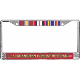 USMC Afghanistan Combat Veteran 3-Ribbon Stack License Plate Frame