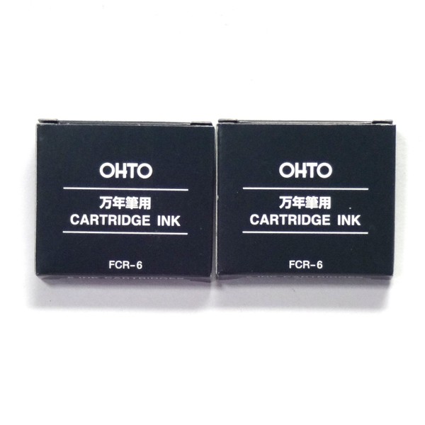 Ohto Fountain Pen Refill Cartridge FCR-6 (Black) 6 cartridges × 2 Packs, Total 12 cartridges (Japan Import) [Komainu-Dou Original Package]