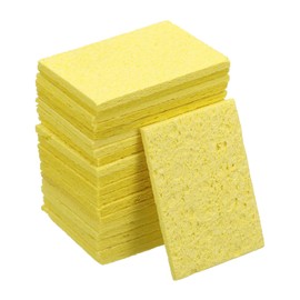 uxcell Soldering Sponge 1.97" x 1.38" Rectangle Sponge Replacement Welding Soldering Iron Tip Cleaning Pads Soldering Iron Special High Temperature Sponge Yellow 20pcs