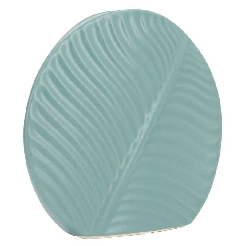 Leaves Pattern Ceramic Vase Nordic Style Dark Green Flat Leaf