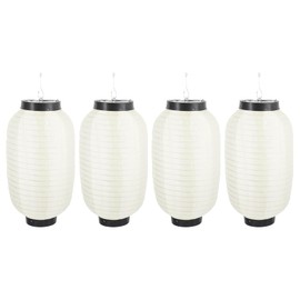 LOGOFUN 4Pcs Japanese Style Lantern Japanese Sushi Bar Hanging Lantern Traditional Restaurant Lantern Waterproof Paper Lanterns - White (8 Inch)